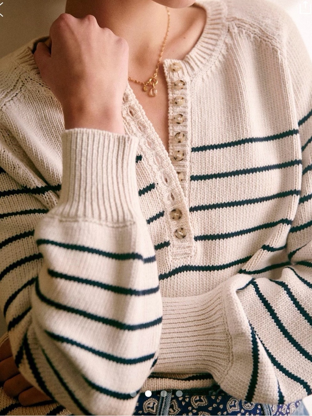 Sezane Leontine Jumper in Ecru & Navy Striped Sweater